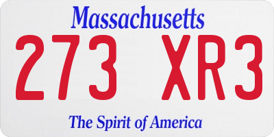 MA license plate 273XR3