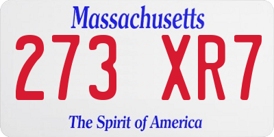 MA license plate 273XR7