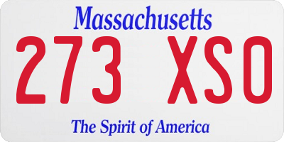 MA license plate 273XS0