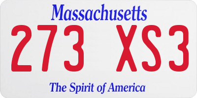 MA license plate 273XS3