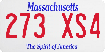 MA license plate 273XS4