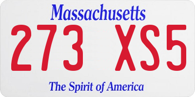 MA license plate 273XS5