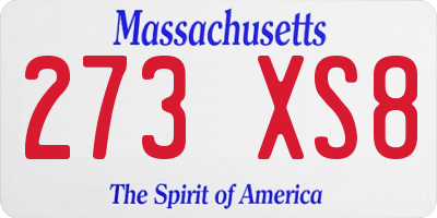 MA license plate 273XS8