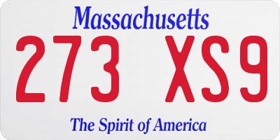 MA license plate 273XS9