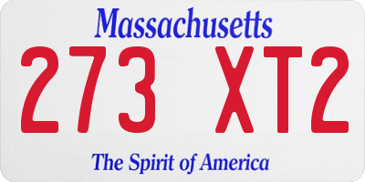 MA license plate 273XT2