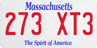 MA license plate 273XT3