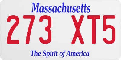MA license plate 273XT5