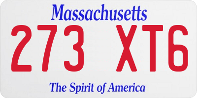 MA license plate 273XT6