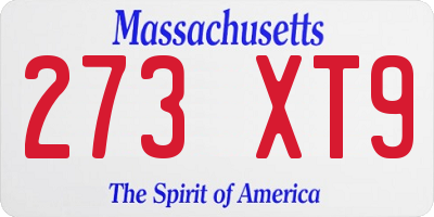 MA license plate 273XT9