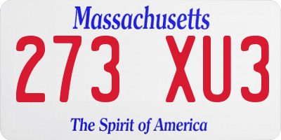 MA license plate 273XU3