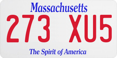 MA license plate 273XU5