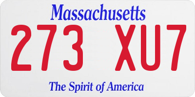 MA license plate 273XU7