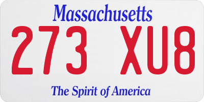 MA license plate 273XU8