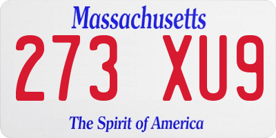 MA license plate 273XU9