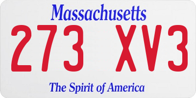MA license plate 273XV3