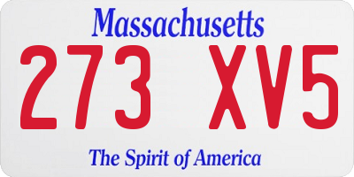 MA license plate 273XV5