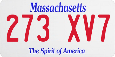 MA license plate 273XV7