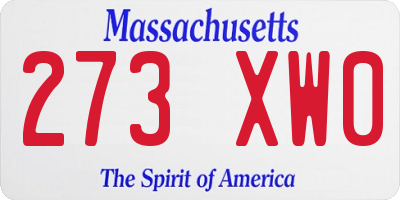 MA license plate 273XW0