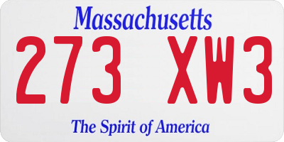 MA license plate 273XW3