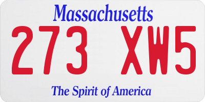 MA license plate 273XW5