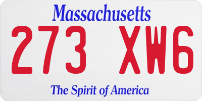 MA license plate 273XW6