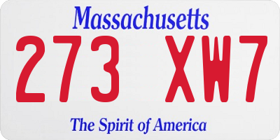 MA license plate 273XW7