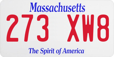 MA license plate 273XW8