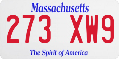 MA license plate 273XW9
