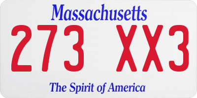 MA license plate 273XX3