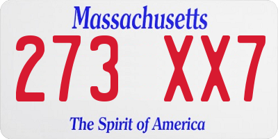 MA license plate 273XX7