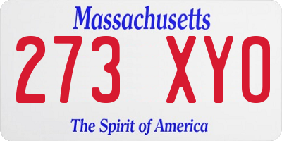 MA license plate 273XY0