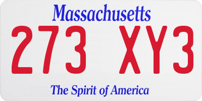 MA license plate 273XY3