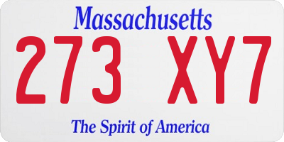 MA license plate 273XY7