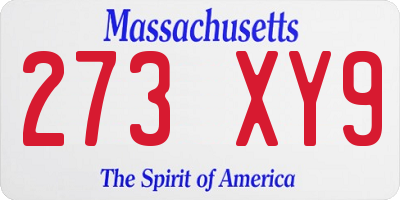 MA license plate 273XY9