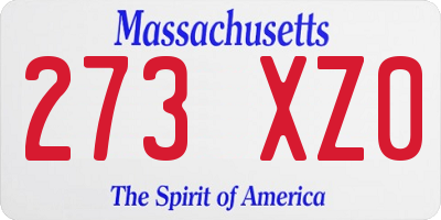 MA license plate 273XZ0