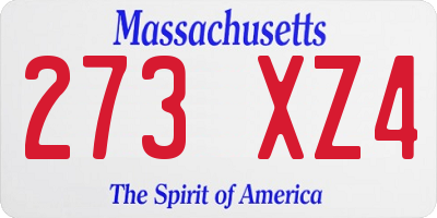 MA license plate 273XZ4