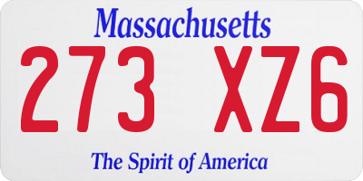 MA license plate 273XZ6