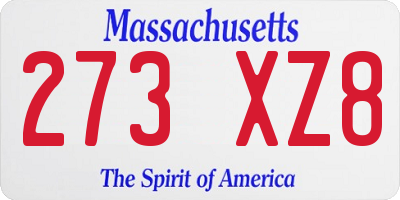 MA license plate 273XZ8