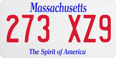 MA license plate 273XZ9