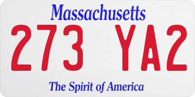 MA license plate 273YA2