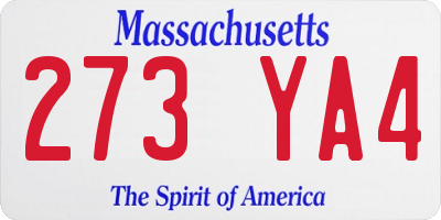 MA license plate 273YA4