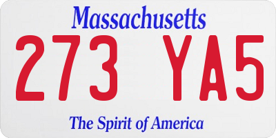 MA license plate 273YA5
