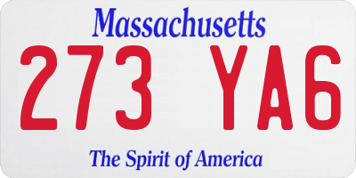 MA license plate 273YA6