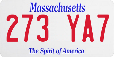MA license plate 273YA7