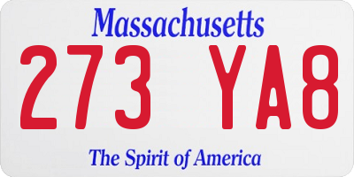 MA license plate 273YA8