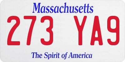MA license plate 273YA9