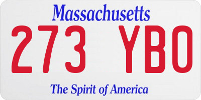 MA license plate 273YB0
