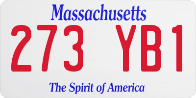 MA license plate 273YB1