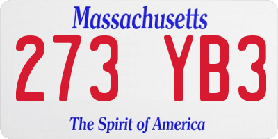 MA license plate 273YB3