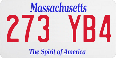MA license plate 273YB4